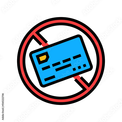 crossed out credit card color icon vector illustration