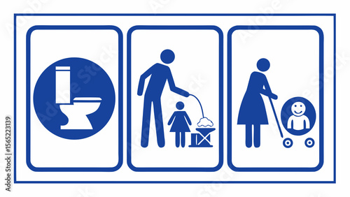 Toilet diaper changing baby stroller family restroom sign vector public facilities icon for accessibility