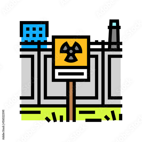 warning zone radioactive pollution color icon vector illustration