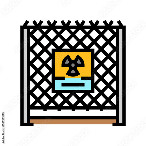 radiation on fence radioactive pollution color icon vector illustration