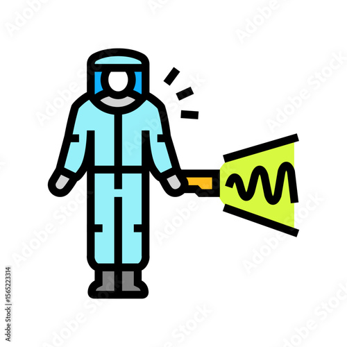 person holding geiger counter contaminated zone color icon vector illustration