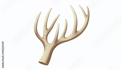 Detailed Pale Antlers on White Background