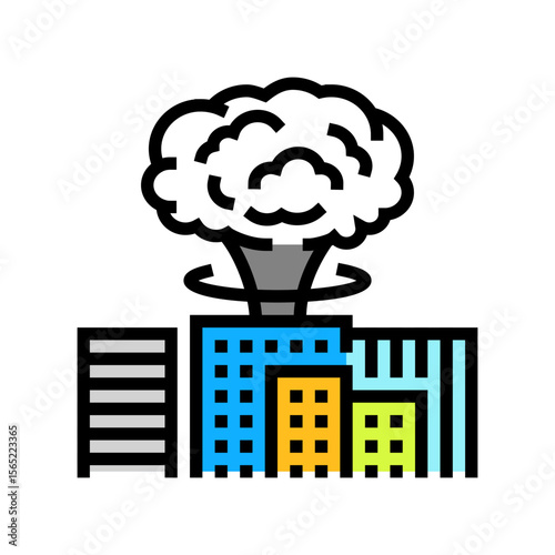 fallout on city skyline radioactive pollution color icon vector illustration