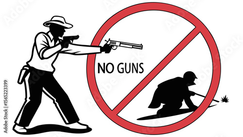 No guns allowed sign graphic vector illustration for gun control advocacy and safety measures design 100