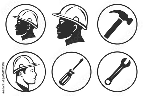 labor icon set sihouette black vector