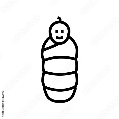 newborn baby wrapped blanket line icon vector illustration