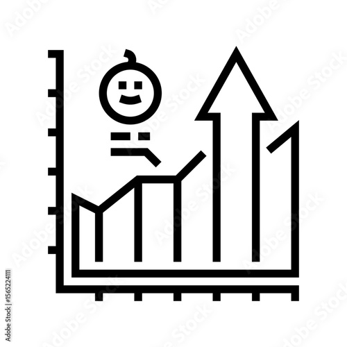 rising birth rate chart upward arrow line icon vector illustration
