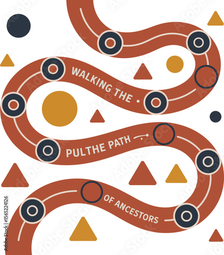 Walking the path of ancestors abstract road art for naidoc week indigenous journey and heritage celebration  