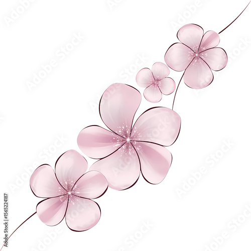 Delicate Blossoms: An artistic portrayal of delicate blossoms, their soft petals rendered in watercolor hues, gracefully adorn a gentle stem.