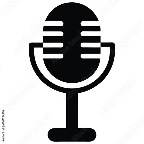 Classic retro microphone icon on a white background for audio recording