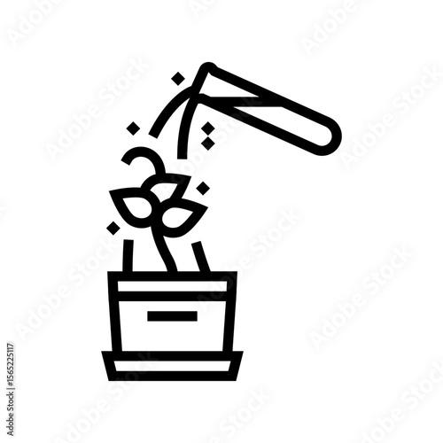 test tube spilling chemicals onto plants line icon vector illustration