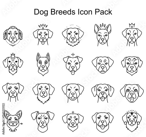 Dog Breeds Icon Set