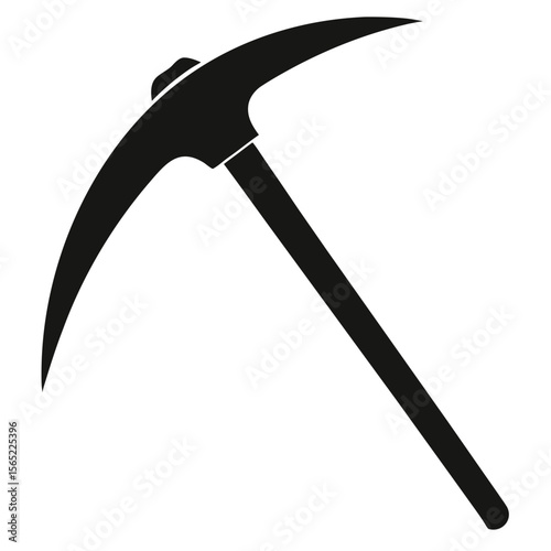 Black silhouette of a pickaxe tool on a white background