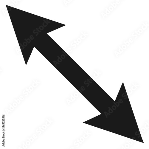 Black diagonal arrows pointing opposite directions on white background