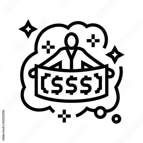 winning lottery dream line icon vector illustration