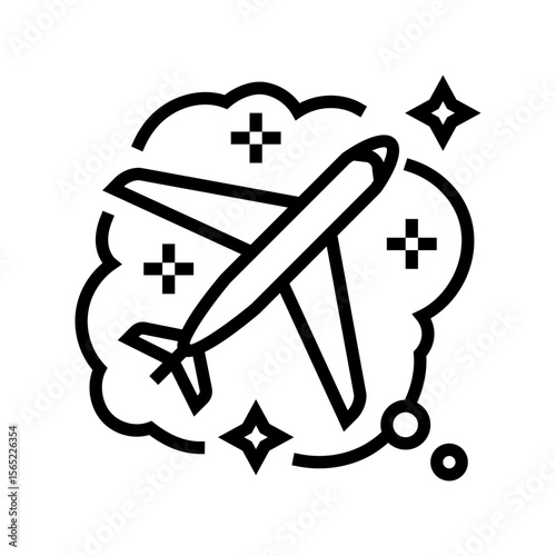 flying plane dream line icon vector illustration