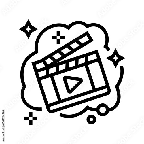 acting movie dream line icon vector illustration