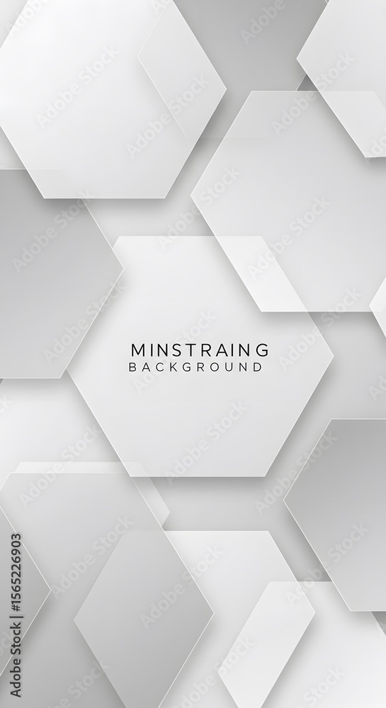 Obraz premium Abstract background with overlapping white and grey hexagons creating a geometric pattern.