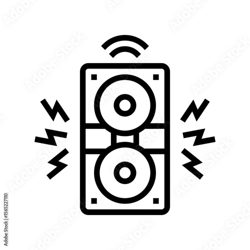 speaker system nightclub emitting noise waves line icon vector illustration