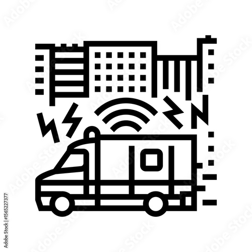 emergency vehicle sirens busy street line icon vector illustration
