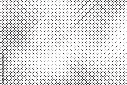 Abstract halftone gradient background. Dotted concentric texture with fading effect. Black and white circle shade wallpaper. Grunge rough vector. Monochrome backdrop