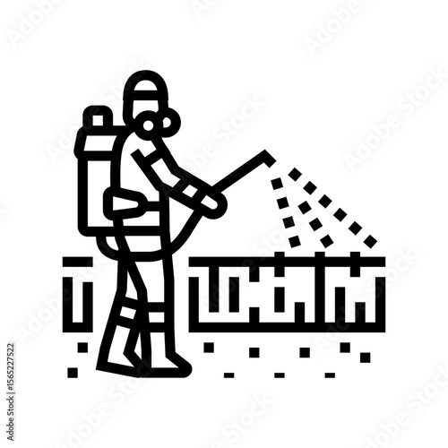 spraying pesticides line icon vector illustration