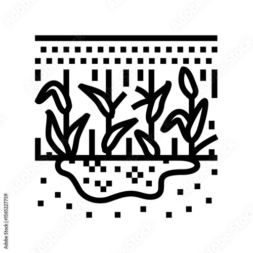 chemical residues soil line icon vector illustration
