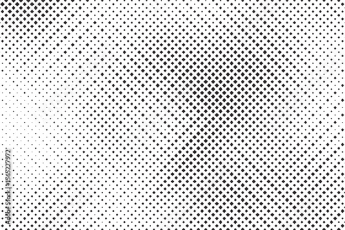 Abstract halftone gradient background. Dotted concentric texture with fading effect. Black and white circle shade wallpaper. Grunge rough vector. Monochrome backdrop
