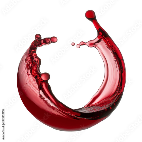 Red wine splash liquid motion drink refreshment beverage alcohol swirl isolated on transparent background