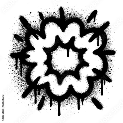 Black Graffiti Spray Paint Explosion Bubble Graphic Isolated
