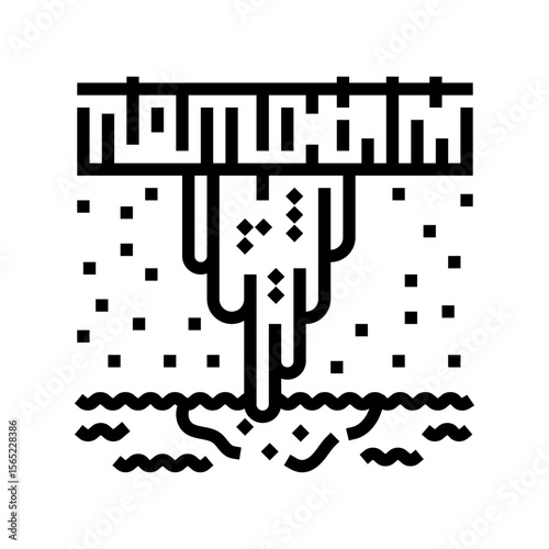pesticide leaching groundwater line icon vector illustration