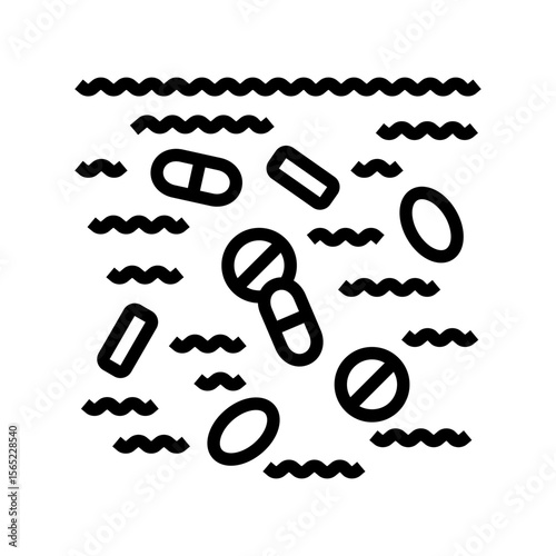 pills water stream line icon vector illustration