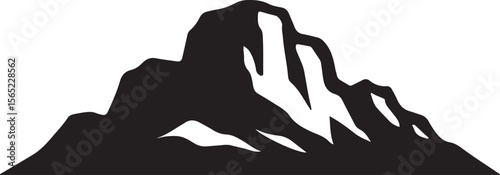 Majestic Mountain Silhouette Black and White Peak Illustration