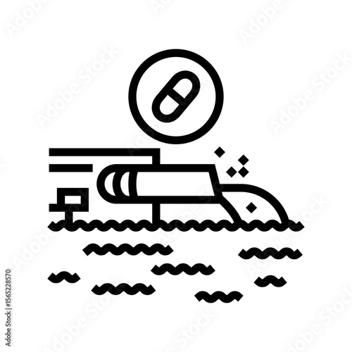 contaminated water source tablets line icon vector illustration