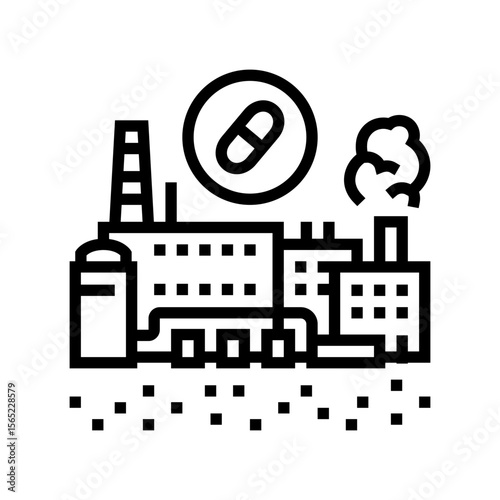 pharmaceutical plant emissions line icon vector illustration