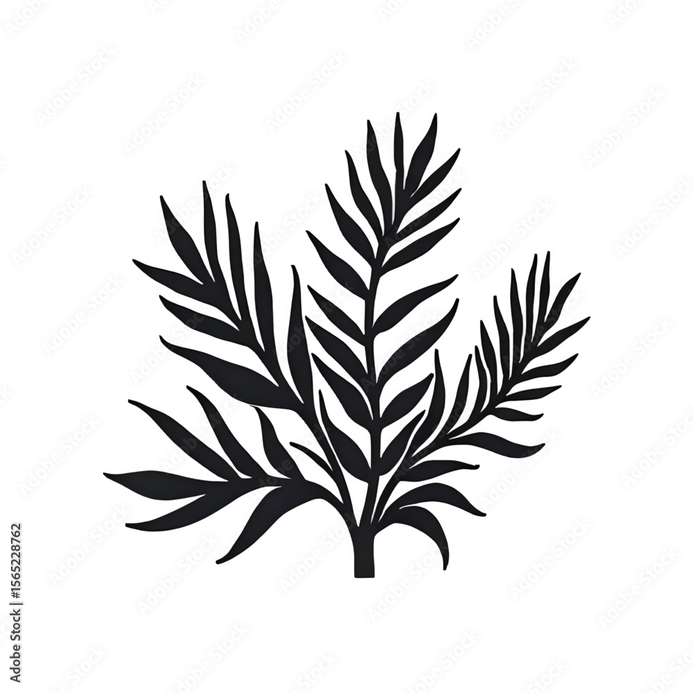 Fototapeta premium Black silhouette of tropical palm leaves vector design for decoration art