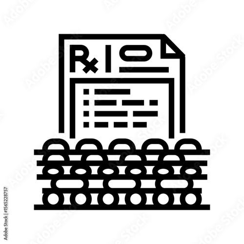 over prescription of medicine line icon vector illustration