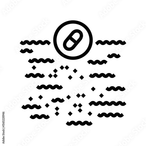 pharmaceutical waste ocean line icon vector illustration