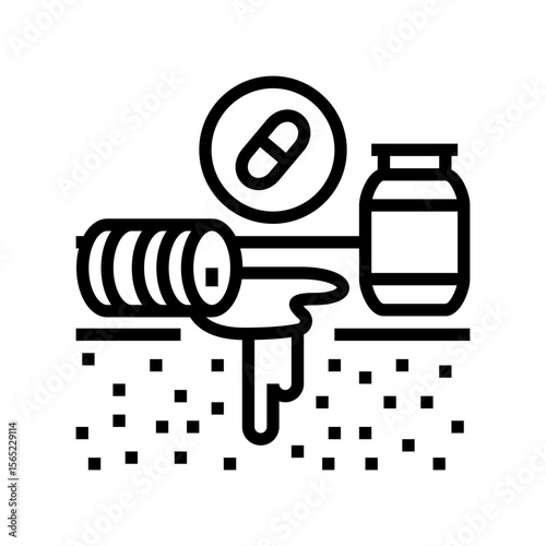 pharmaceuticals leaking soil line icon vector illustration
