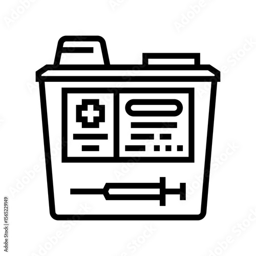medical waste disposal needles line icon vector illustration