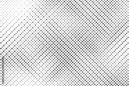 Abstract halftone gradient background. Dotted concentric texture with fading effect. Black and white circle shade wallpaper. Grunge rough vector. Monochrome backdrop