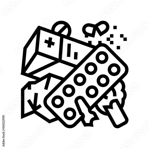 pile of pharmaceutical waste line icon vector illustration
