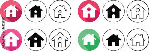 Various house icon designs for web interface, logo and application buttons