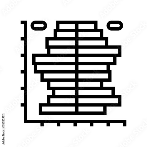 population pyramid chart line icon vector illustration