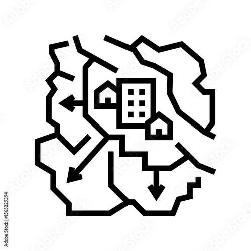 expansion of city borders map line icon vector illustration
