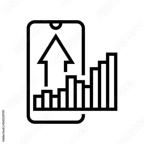 mobile phone usage surge line icon vector illustration
