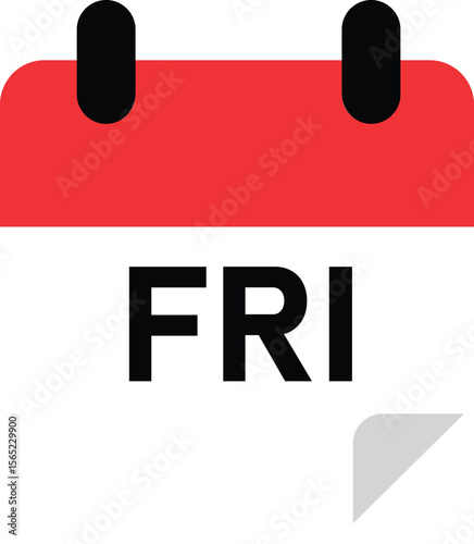 Flat illustration of a calendar page showing the abbreviation fri for friday