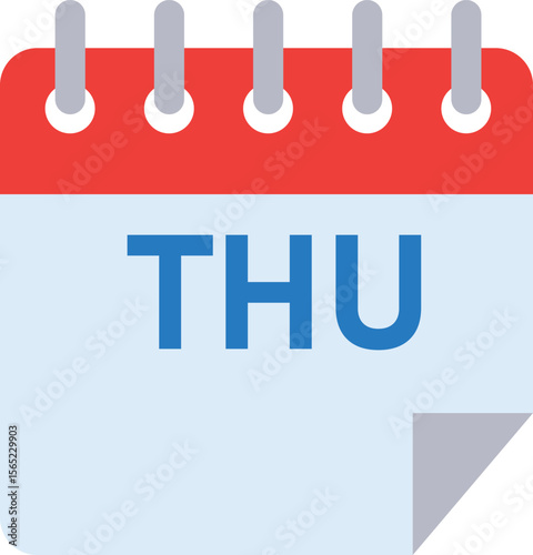 Flat illustration of a calendar showing thursday as the selected day