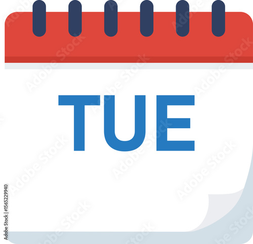 Flat illustration of a calendar showing tuesday day of the week
