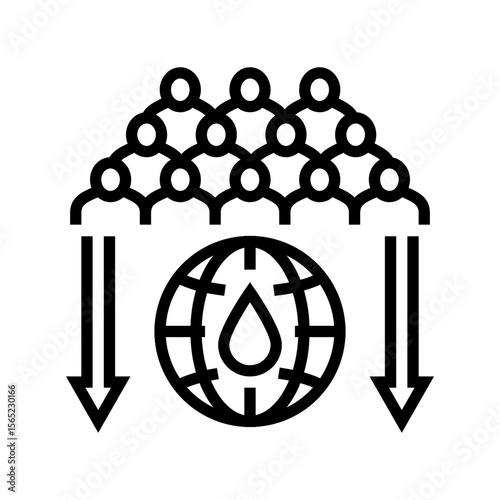 population pressure natural resources line icon vector illustration